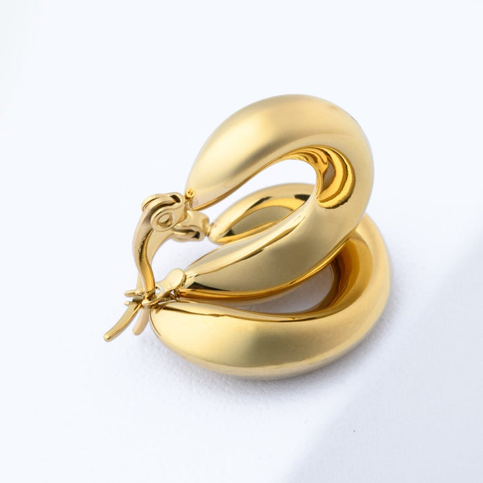 ARRACADA DE ACERO INOXIDABLE CON CHAPADO DE ORO DE 18 K - Anemona Joyería