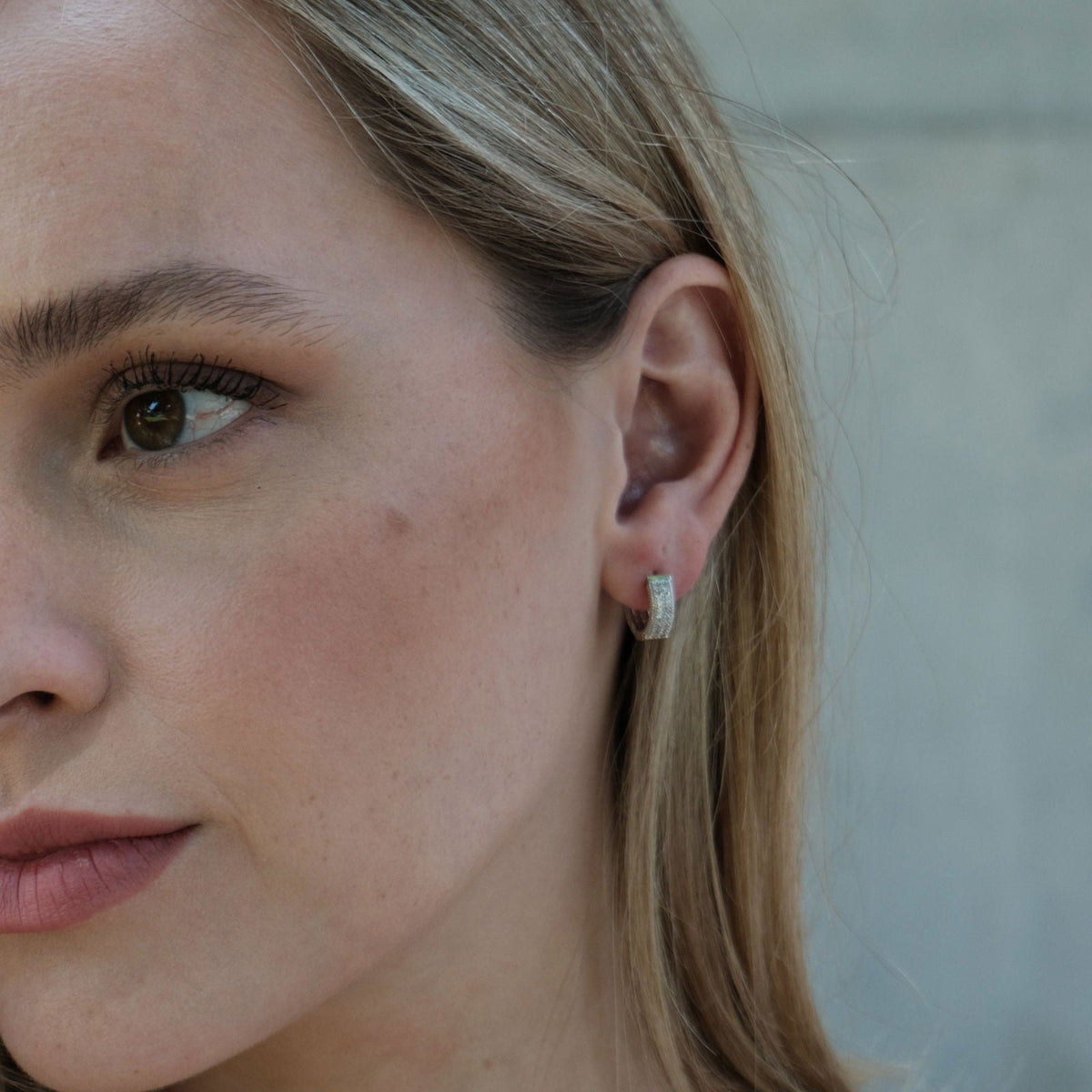 ARRACADA DE LATON EMBUTIDO CON ZIRCONIAS - Anemona Joyería