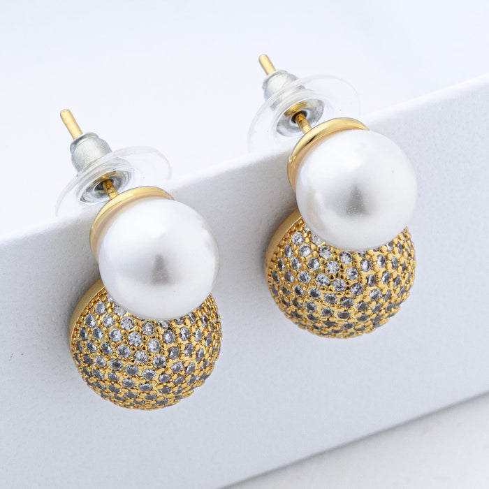 CHAPA DE ORO DE 18 K CON IMITACIÓN PERLAS - Anemona Joyería