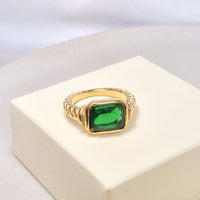 GREEN STONE RING - Anemona Joyería