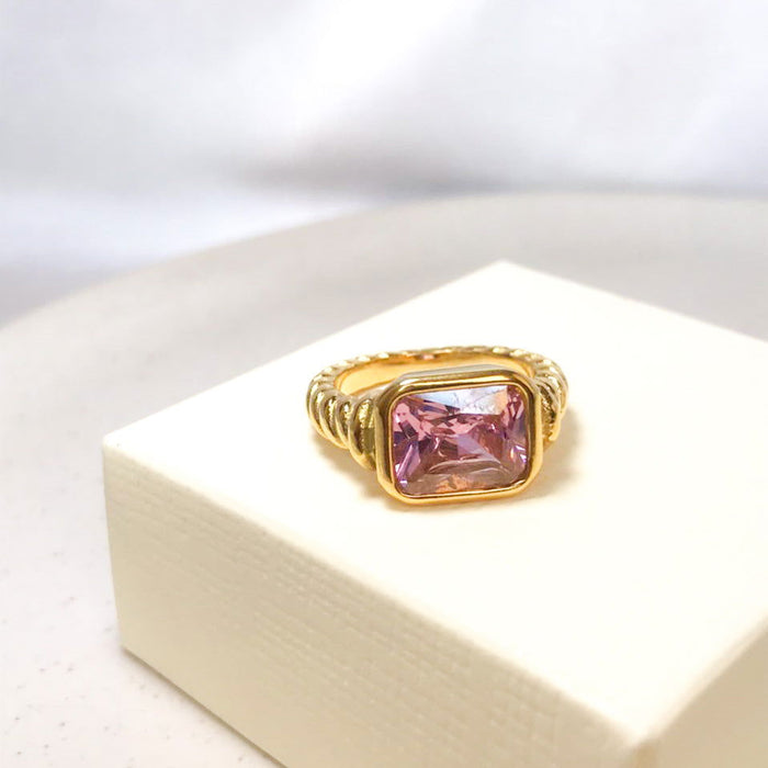 PINK STONE RING - Anemona Joyería